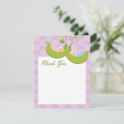 Erwten in een peuter-kind-meisje bedankkaart (Staand voorkant)