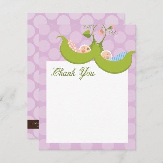 Erwten in een peuter-kind-meisje bedankkaart (Voorkant / Achterkant)