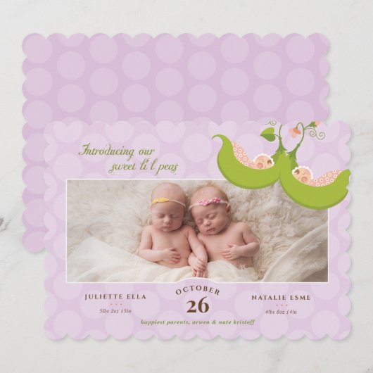 Erwten in een piek-meisje kaart (Voorkant / Achterkant)