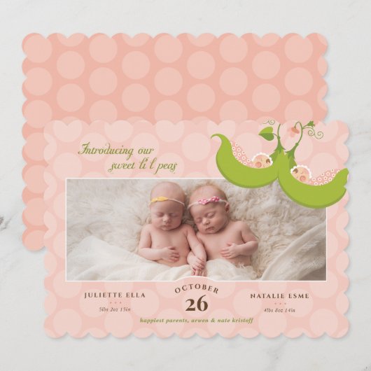 Erwten in een piek-meisje kaart (Voorkant / Achterkant)