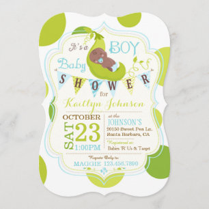 Erwten in een Pod African Boy Baby shower Invitati Kaart