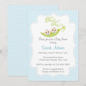 Erwten in een pod Baby shower Invitation Twin Boys Kaart (Voorkant / Achterkant)