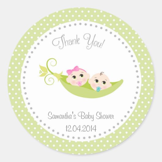 Erwten in een pod Baby shower Sticker tweeling (Voorkant)