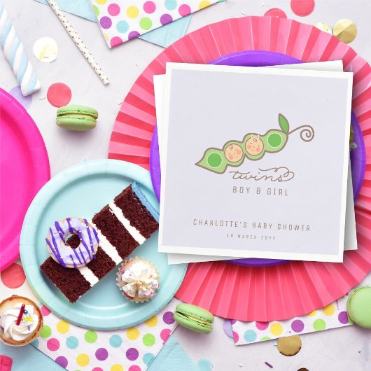 Erwten in een Pod Boy Girl Twins Baby shower Party Servetten