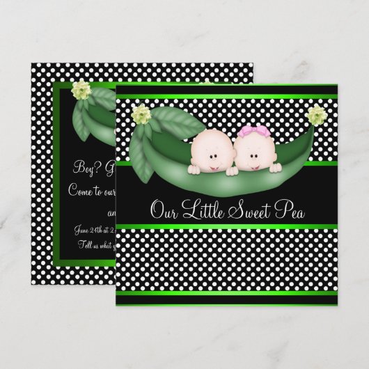 Erwten in een pod geslacht onthullen kaart (Voorkant / Achterkant)