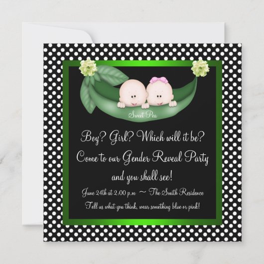 Erwten in een pod geslacht onthullen kaart (Achterkant)