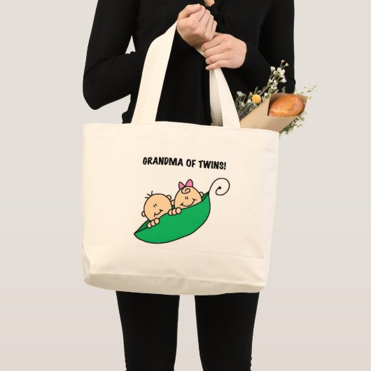 Erwten in een Pod Grandma of Twins Grote Tote Bag (Voorkant (product))