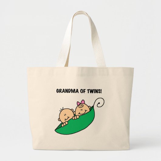 Erwten in een Pod Grandma of Twins Grote Tote Bag (Voorkant)