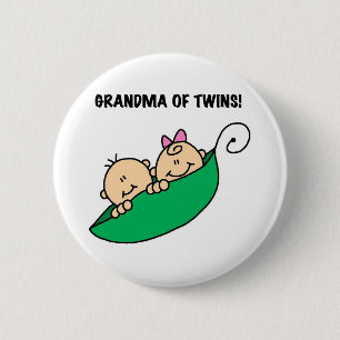 Erwten in een Pod Grandma of Twins Ronde Button 5,7 Cm