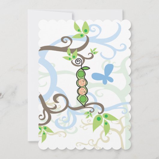 Erwten in een pod-tuin-tweeling babyboeien kaart (Achterkant)