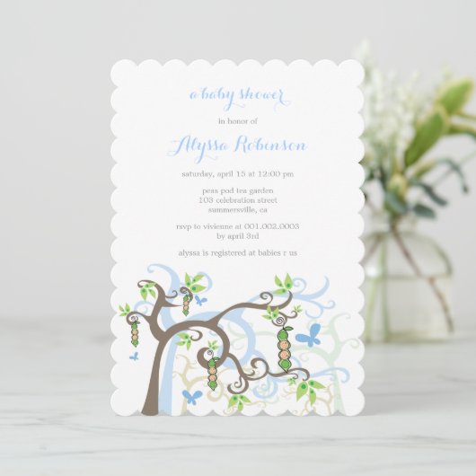 Erwten in een pod-tuin-tweeling babyboeien kaart (Staand voorkant)