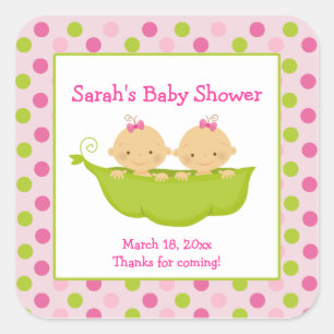 Erwten in een Pod Twin Girls Square Favor Sticker