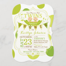 Erwten in een Pod Twins Baby shower Invitation Kaart