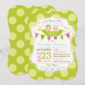 Erwten in een Pod Twins Baby shower Invitation Kaart (Voorkant / Achterkant)