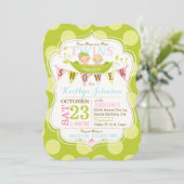 Erwten in een Pod Twins Baby shower Invitation Kaart (Staand voorkant)