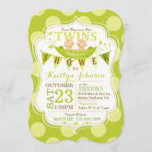 Erwten in een Pod Twins Baby shower Invitation