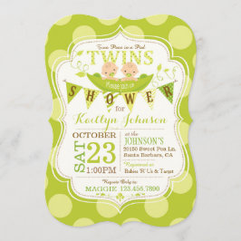 Erwten in een Pod Twins Baby shower Invitation Kaart