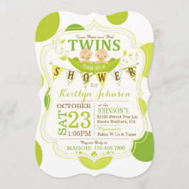 Erwten in een Pod Twins Baby shower Invitation Kaart