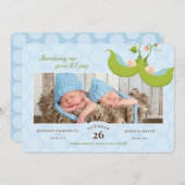 Erwten in een podtweeling jongens 1 Pic Birth Anno Kaart (Voorkant / Achterkant)