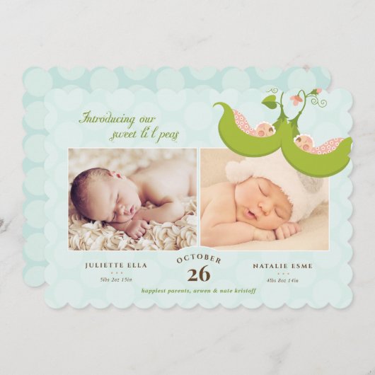 Erwten in een tweekleppige piek kaart (Voorkant / Achterkant)