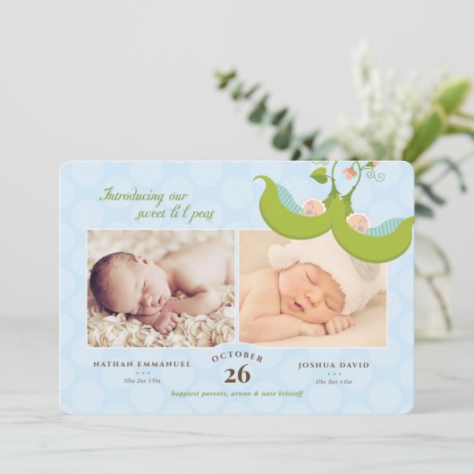 Erwten in een tweelingboei 2 poolboeien - Aankondi Kaart (Staand voorkant)