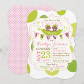 Erwten in een uitnodiging voor een Baby shower met (Voorkant / Achterkant)