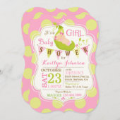 Erwten in een uitnodiging voor een Baby shower van (Voorkant / Achterkant)