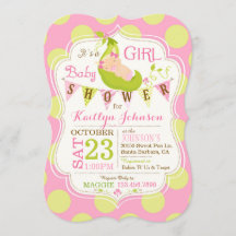 Erwten in een uitnodiging voor een Baby shower van