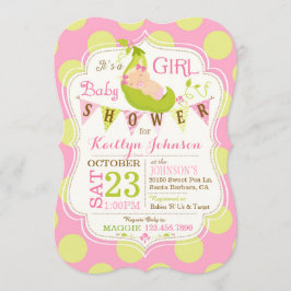 Erwten in een uitnodiging voor een Baby shower van