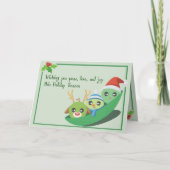 Erwten, liefde en Joy Punny Greetings Card Feestdagen Kaart (Voorkant)