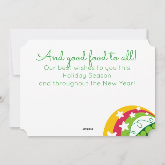 Erwten op aarde eten culinaire kerstkaart (Achterkant)