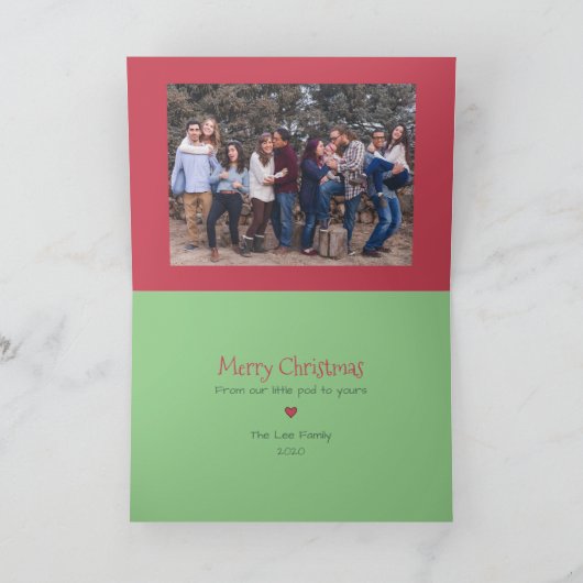 "Erwten op aarde" Fotokerstkaart Feestdagen Kaart (Binnen)