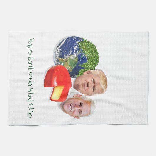 Erwten op aarde Gouda Wheel 2 Mannen Trump & Pence Theedoek (Horizontaal)