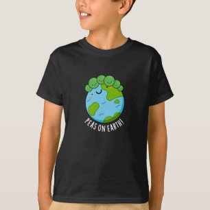 Erwten op aarde Grappige Veggie Peace Pun Dark BG T-shirt
