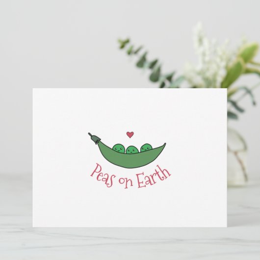 "Erwten op aarde" Persoonlijke kerstkaart (Staand voorkant)