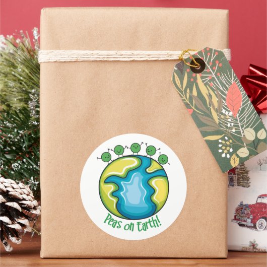 Erwten op aarde ronde sticker (Feestdagen)