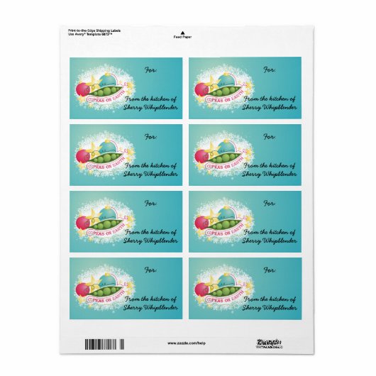 Erwten op het voedsel van Kerstmis van de Aarde Etiket (Full Sheet)