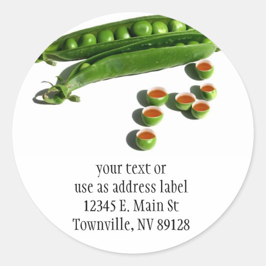 Erwten van thee - erwten in een peul met theedoekj ronde sticker (Voorkant)