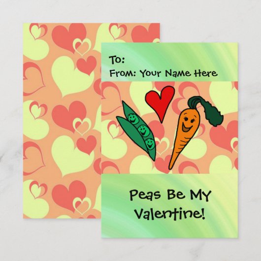 Erwten, wees mijn Valentijn Kaart (Voorkant / Achterkant)
