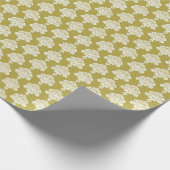Erwtengroen | Wit Damast inpakpapier (Hoek)