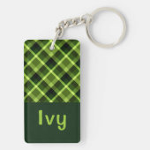 Erwtengroene Plaid Monogram Rechthoek Sleutelhange Sleutelhanger (achterkant)