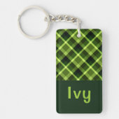 Erwtengroene Plaid Monogram Rechthoek Sleutelhange Sleutelhanger (Voorkant)