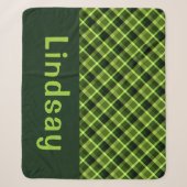 erwtengroene plakken monogram medium sherpa deken (Voorkant)