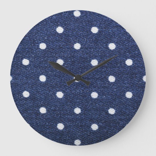 Erwtenstempel: denim stof textuur. grote klok (Voorkant)
