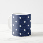 Erwtenstempel: denim stof textuur. koffiemok (Voorkant links)