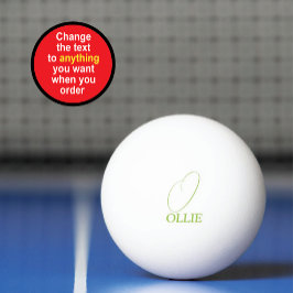 Erwtgroen met monogram pingpongbal