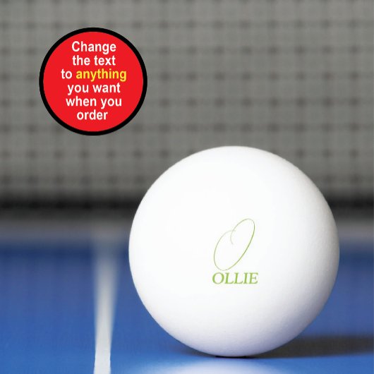 Erwtgroen met monogram pingpongbal