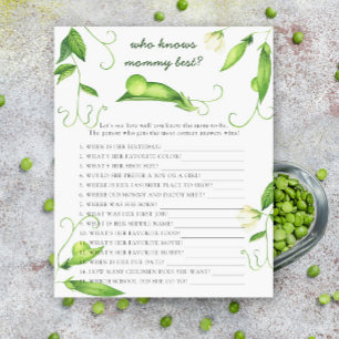 Erwtjes baby shower - Wie kent mama het beste