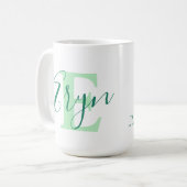 Eryn naam betekent monogram E groen Koffiemok (Voorkant links)
