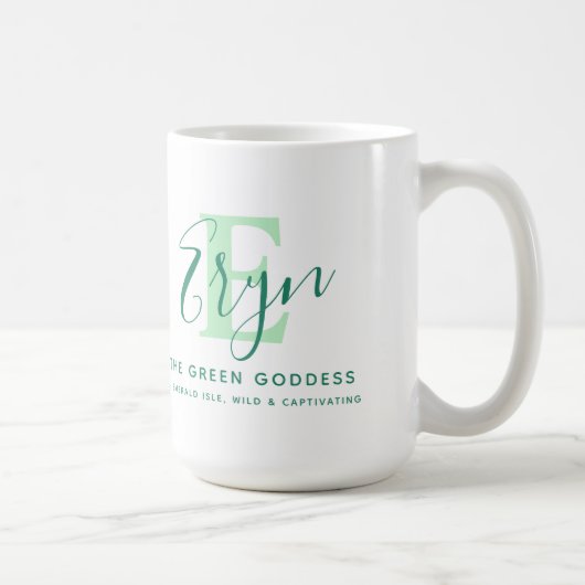 Eryn naam betekent monogram E groen Koffiemok (Rechts)